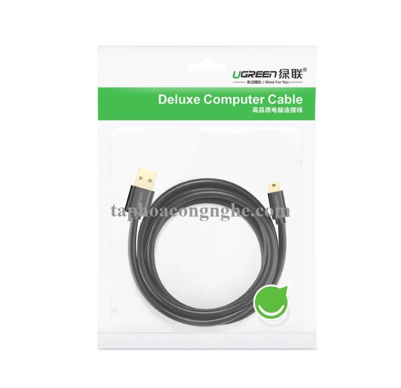 Ugreen 10354 0.5M màu Đen Cáp sạc truyền dữ liệu USB 2.0 sang MINI USB đầu mạ vàng US132 30010354